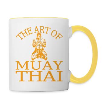 Boxing Fighting Muay Thai - Tasse zweifarbig - Weiß/Gelb - Rechts