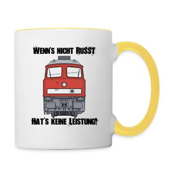 Ludmilla wenns nicht Russt hats keine Leistung 232 - Tasse zweifarbig - Weiß/Gelb - Rechts