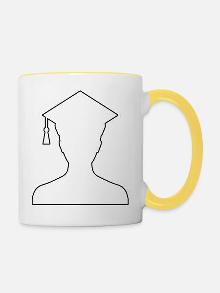 Student - Tasse zweifarbig - Weiß/Gelb