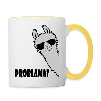 Problama Question Lama - Mug contrasté - blanc/jaune - Droite