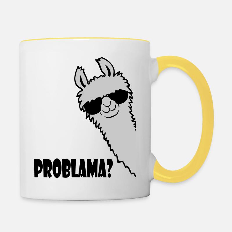 Problama Question Lama - Mug contrasté - blanc/jaune