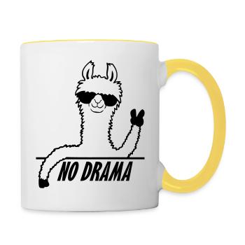 Lama No Drama - Tasse zweifarbig - Weiß/Gelb - Rechts