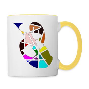 colorized line art design - Tasse zweifarbig - Weiß/Gelb - Rechts