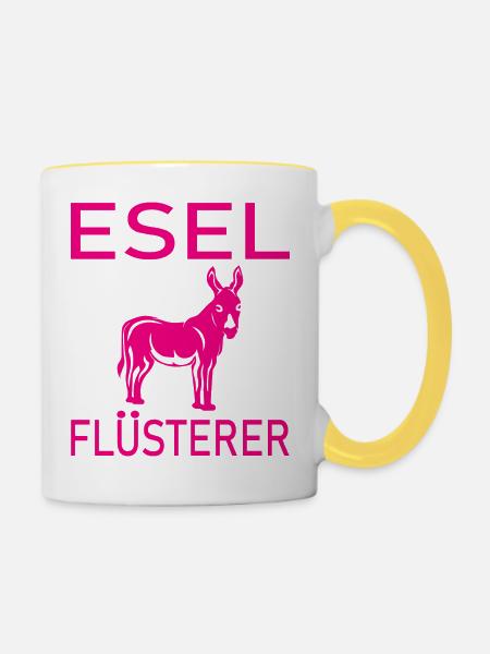 Donkey Esel - Tasse zweifarbig - Weiß/Gelb