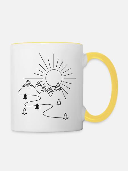 Berge - Tasse zweifarbig - Weiß/Gelb