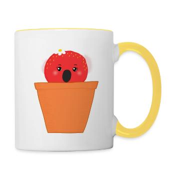 koala fraise - Mug contrasté - blanc/jaune - Droite