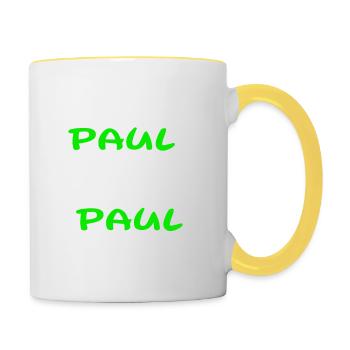 Nur wo Paul drauf steht ist auch Paul drin - Tasse zweifarbig - Weiß/Gelb - Rechts