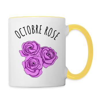 Roses octobre rose - Mug contrasté - blanc/jaune - Droite