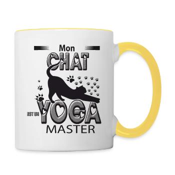 YOGA MASTER - Mug contrasté - blanc/jaune - Droite