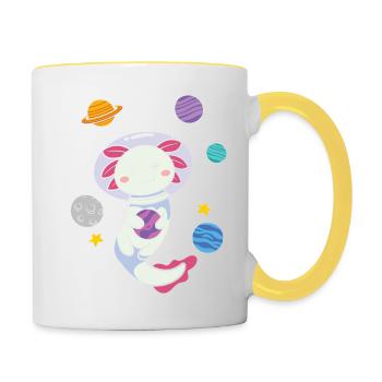 Axolotl in the stars - Contrasting Mug - white/yellow - Right