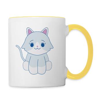 White cat - Contrasting Mug - white/yellow - Right