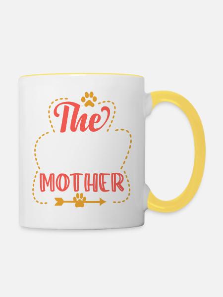 Katzen - Mutter der Katzen - Tasse zweifarbig - Weiß/Gelb