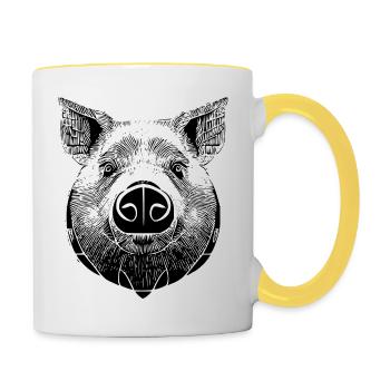 pig sweet pigs pigs animal animals 20 - Contrasting Mug - white/yellow - Right