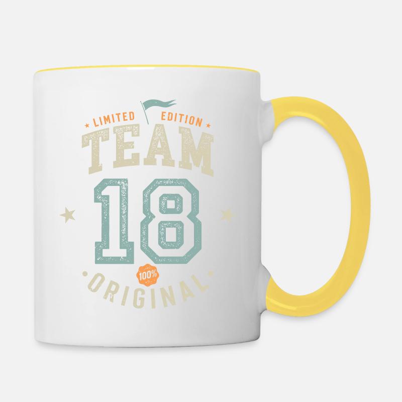 Team 18 - 100% Original / Limited Edition - Contrasting Mug - white/yellow