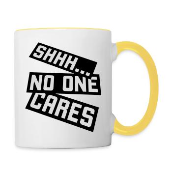 chut personne ne s’en soucie - Mug contrasté - blanc/jaune - Droite