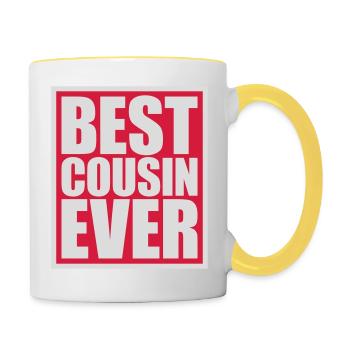 best cousin ever Zitat - Tasse zweifarbig - Weiß/Gelb - Rechts