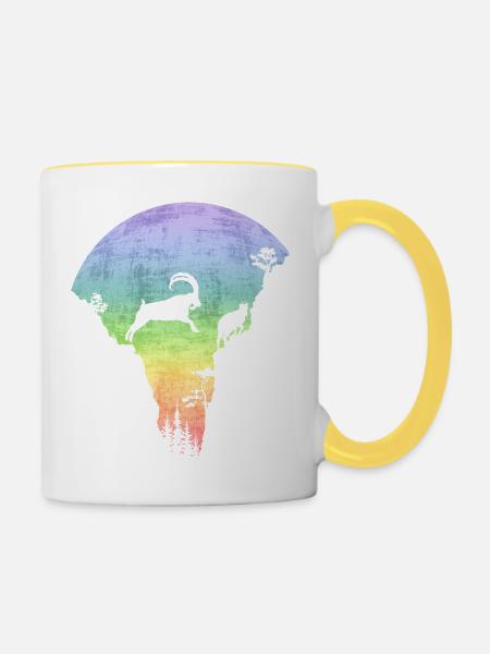Springender Steinbock - Tasse zweifarbig - Weiß/Gelb