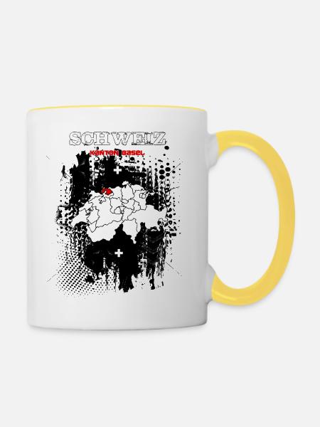 Kanton Basel - Tasse zweifarbig - Weiß/Gelb