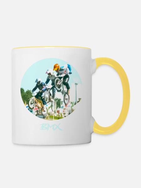 BMX - Tasse zweifarbig - Weiß/Gelb