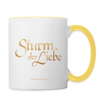 Sturm Der Liebe Schriftzug Logo Titel - Tasse zweifarbig - Weiß/Gelb - Rechts