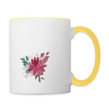 Blumenbuchstabe q - Tasse zweifarbig - Weiß/Gelb - Rechts