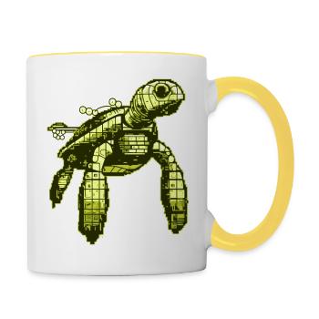 Videospiel 8 Bit Schildkröte - Tasse zweifarbig - Weiß/Gelb - Rechts
