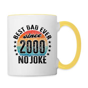 Bester Papa der Welt seit 2000 No Joke - Tasse zweifarbig - Weiß/Gelb - Rechts