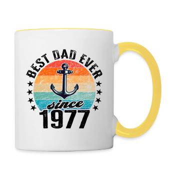 Bester Papa der Welt seit 1977 Vatertag - Tasse zweifarbig - Weiß/Gelb - Rechts