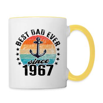Bester Papa der Welt seit 1967 Vatertag - Tasse zweifarbig - Weiß/Gelb - Rechts