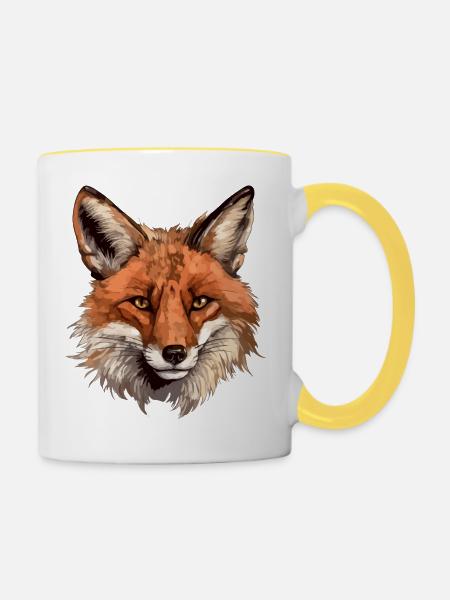 Fuchskopf - Tasse zweifarbig - Weiß/Gelb