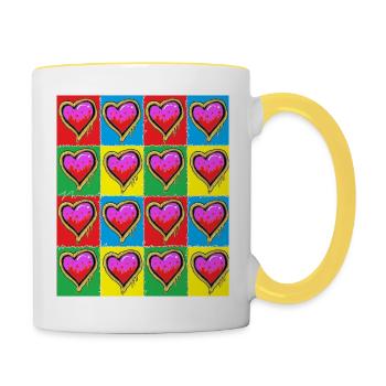 Subway Graffiti Hearts - Contrasting Mug - white/yellow - Right