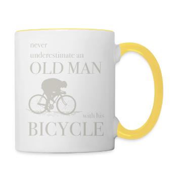 never underestimate an old man - Contrasting Mug - white/yellow - Right