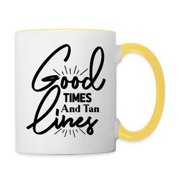 Bons moments et lignes de bronzage - Mug contrasté - blanc/jaune - Droite