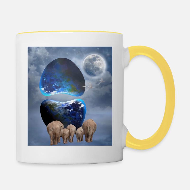 Évasion des éléphants. - Mug contrasté - blanc/jaune