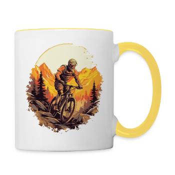 Radfahrer Downhill MTB Mountainbike Rad Herren - Tasse zweifarbig - Weiß/Gelb - Rechts