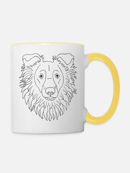 Collie - Tasse zweifarbig - Weiß/Gelb