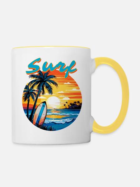 Brandung - Tasse zweifarbig - Weiß/Gelb