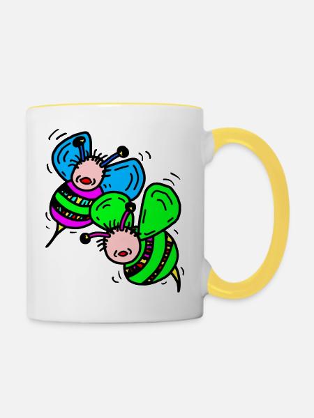 Bienen - Tasse zweifarbig - Weiß/Gelb