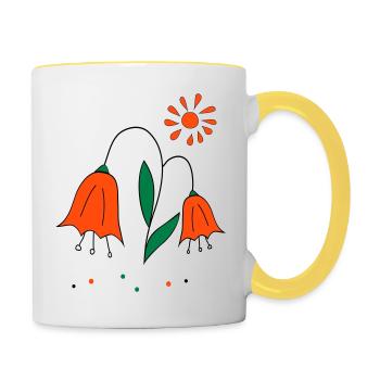Tulipes au soleil - Mug contrasté - blanc/jaune - Droite