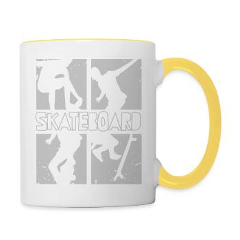 Skateboard - Tasse zweifarbig - Weiß/Gelb - Rechts