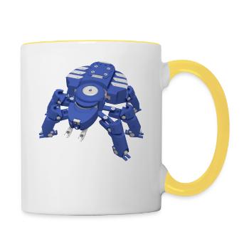 Cyberpunk Mecha A.I. Cosplay Anime Robot Tshirt - Mug contrasté - blanc/jaune - Droite