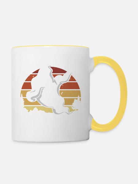 Niedliches Dabbing Ghost Halloween-Kostüm, tu so, als wäre ich - Tasse zweifarbig - Weiß/Gelb