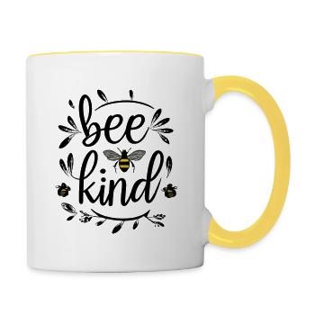Bee Kind T-Shirt - Spread Positivity - Tasse zweifarbig - Weiß/Gelb - Rechts
