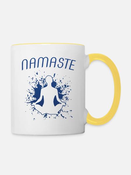 Yoga Namaste - Tasse zweifarbig - Weiß/Gelb