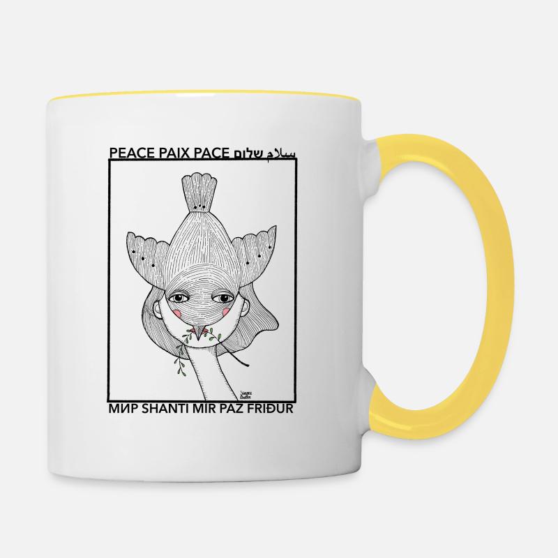 peace - Tasse zweifarbig - Weiß/Gelb