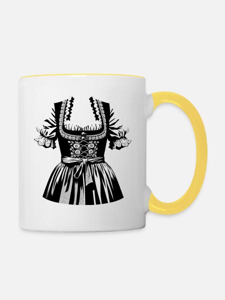 Dirndl | Tracht - Tasse zweifarbig - Weiß/Gelb