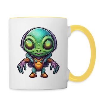 Alien / Außerirdisch / Ovni / Zone 51 / Tout / Mars - Mug contrasté - blanc/jaune - Droite