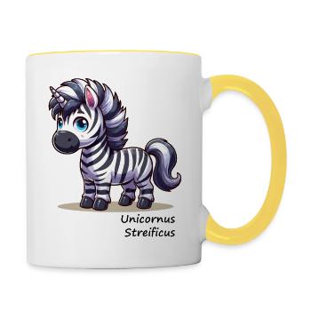Licorne zébrée 3 - Unicornus streificus - Mug contrasté - blanc/jaune - Droite