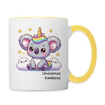 Koala Licorne 3 - Unicornus Koalacus - Mug contrasté - blanc/jaune - Droite