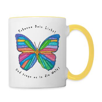 Stärken von Autisten - Erkenne Dein Licht! - Tasse zweifarbig - Weiß/Gelb - Rechts